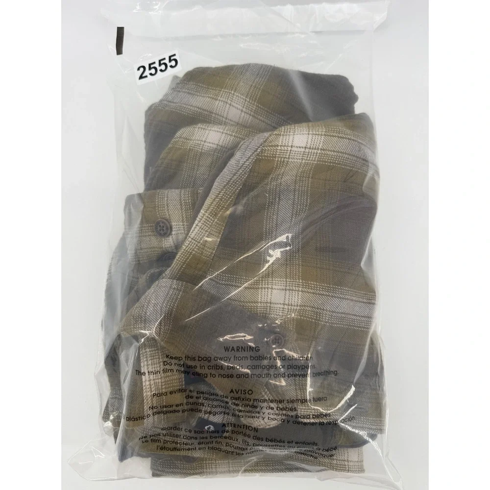 Wolverine Plaid Flannel Button Up‎ Men L 100% Cotton Olive Green Hiking Heavy